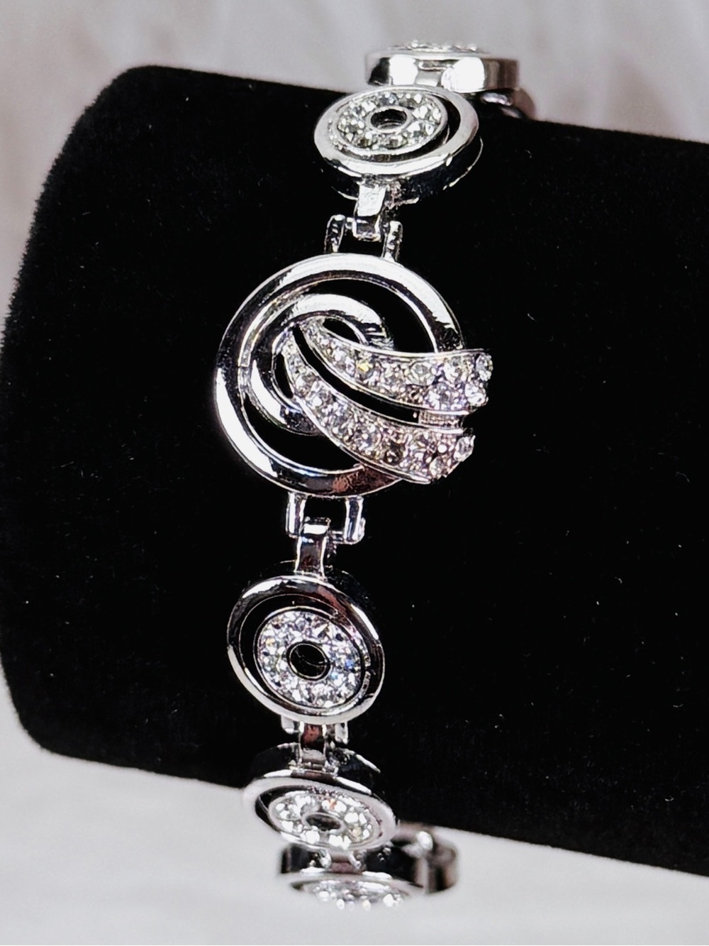 Elegant Silvertone Bracelet with Crystal Accents
